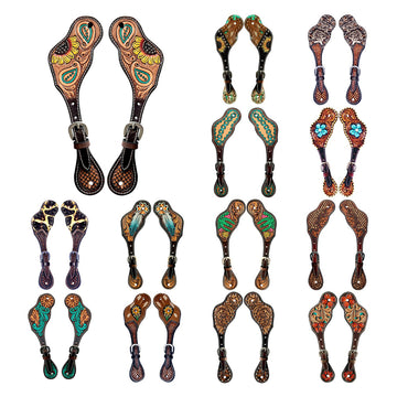 Bar H Equine Western Leather Spurs Straps for Adults Men Womens Spur Straps